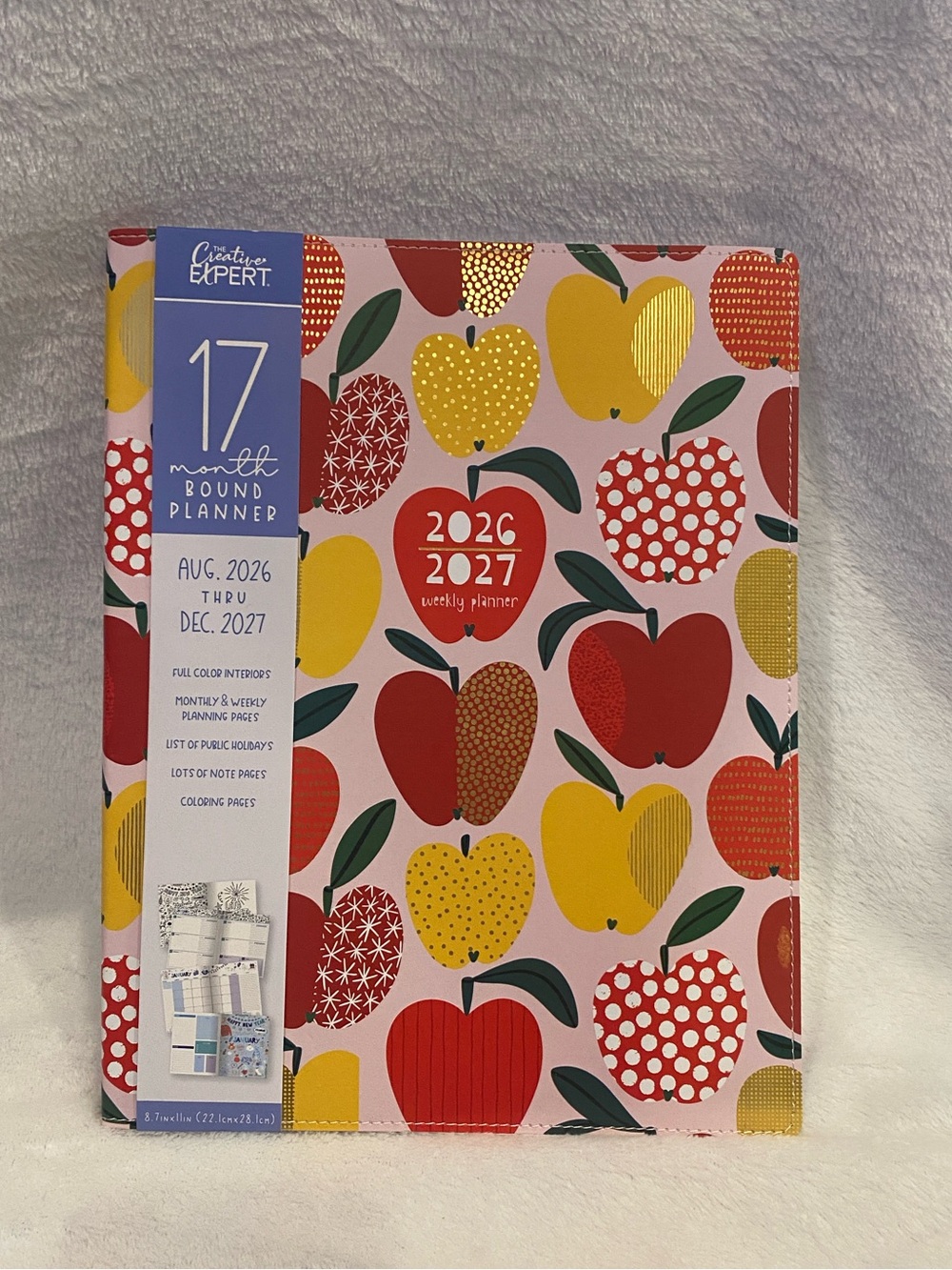The Creative Expert Apples 17-Month Coloring Bound Planner Aug 2026-Dec 2027 NWT